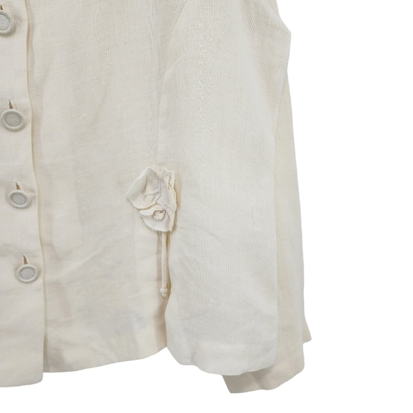 Tiar Bellomo Women's Vintage 100% Linen Button Front Lagenlook Blouse - M - Picture 4 of 8